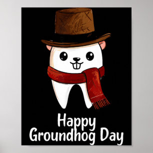 Poster Feliz Dia do Groundhog Dental Istant Phils Festa d