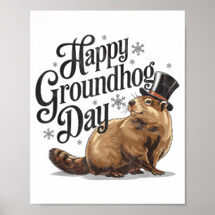 Poster Feliz Dia do Groundhog Dia da Marmota Fantasia de