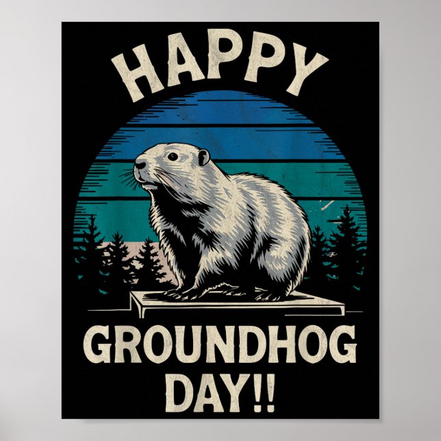 Poster Feliz Dia do Groundhog Dia do Ground Hog Festa de  (Frente)