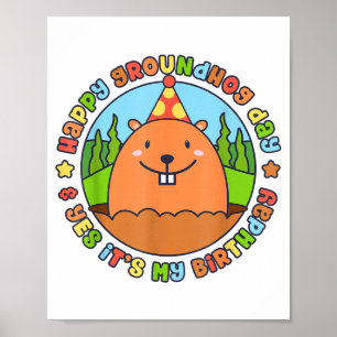Poster Feliz Dia do Groundhog e Sim É a Minha Festa de An