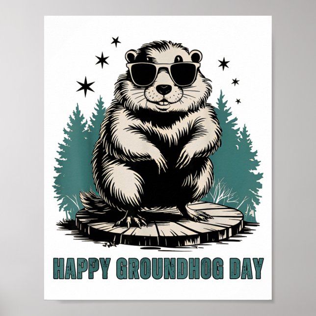 Poster Feliz Dia do Groundhog E Sim É Meu Aniversário Eng (Frente)