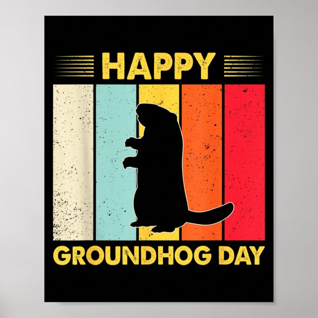 Poster Feliz Dia do Groundhog Funny Ground Hog Roedor Ama (Frente)