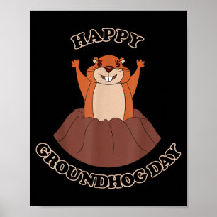 Poster Feliz Dia do Groundhog Funny Groundhog Woodchuck A