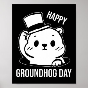 Poster Feliz Dia do Groundhog Line Art 