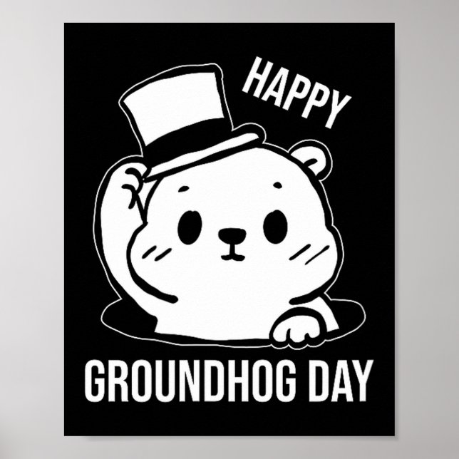 Poster Feliz Dia do Groundhog Line Art  (Frente)
