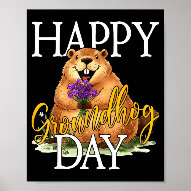 Poster Feliz Dia do Groundhog, Piada do Groundhog Meme Am (Frente)