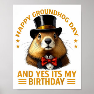 Poster Feliz Dia do Groundhog Sim É Meu Aniversário Groun