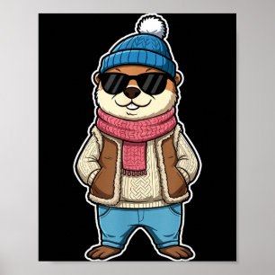 Poster Feliz Dia do Groundhog Sombra Lindos Groundhog Eng