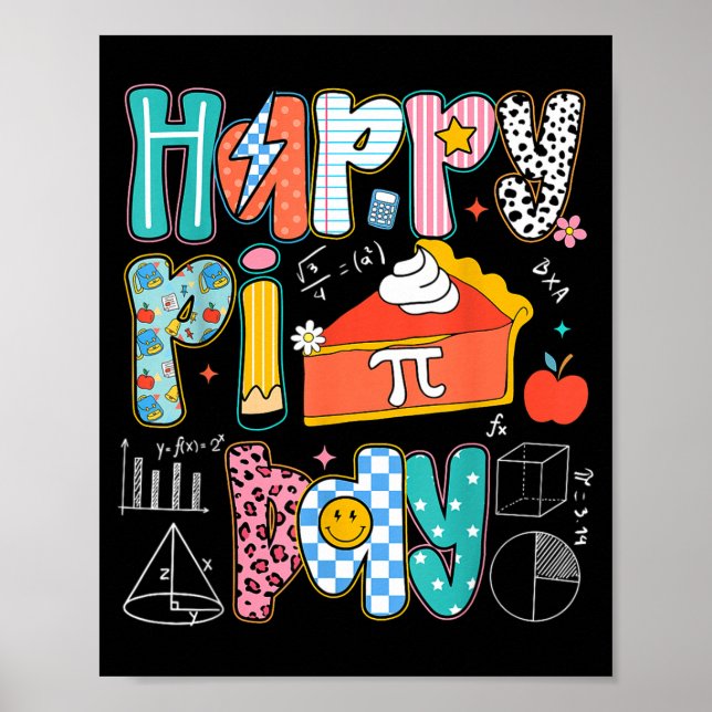Poster Feliz Dia do Pi Matemática Engraçada Treinador Pro (Frente)