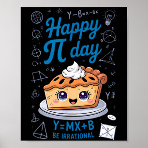 Poster Feliz Dia do Pi Torta Fofa Professor de Matemática