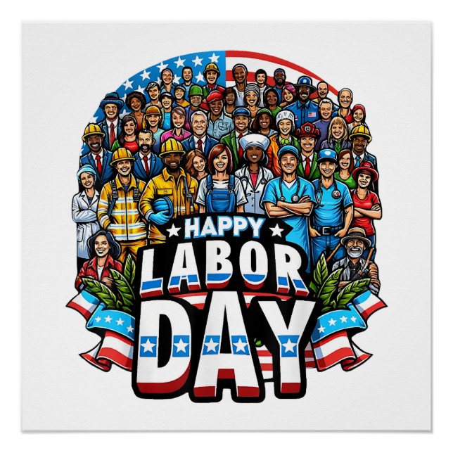 Pôster Feliz Dia do Trabalho Americano (Frente)