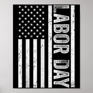 Poster Feliz Dia do Trabalho Vintage, Bandeira Americana,