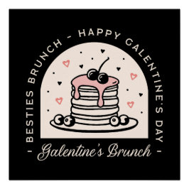 Pôster Feliz dia dos Galentines. Festa de lanche para gar