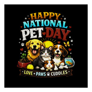 Pôster Feliz Dia Nacional do Animal de Estimação Amante d