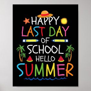 Poster Feliz Dia Passado Da Escola Olá Crianças De Verão