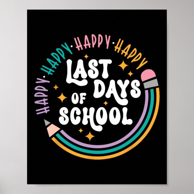 Poster Feliz Dia Passado De Professores Crianças No Últim (Frente)