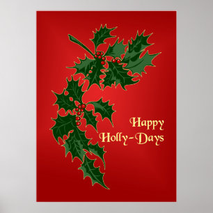 Poster feliz do Natal de Azevinho-Dias