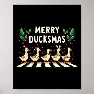 Poster Feliz Duckmas Santa Hat Xmas Duck Sobrevoando Pato