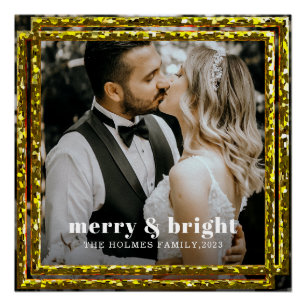 Pôster feliz e brilhante casal de natal moderno