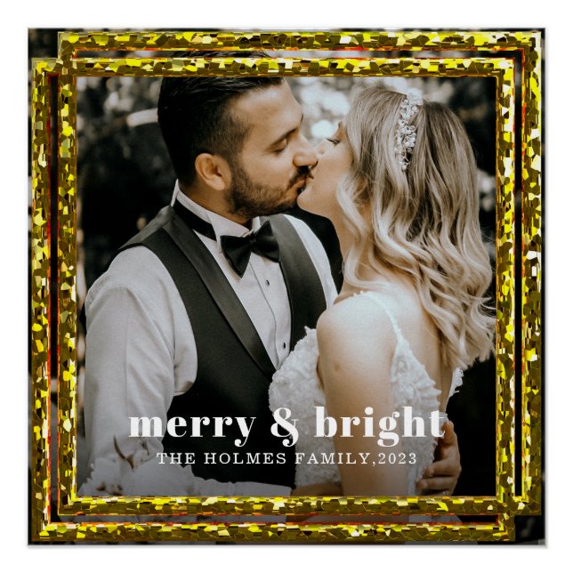 Pôster feliz e brilhante casal de natal moderno (Frente)