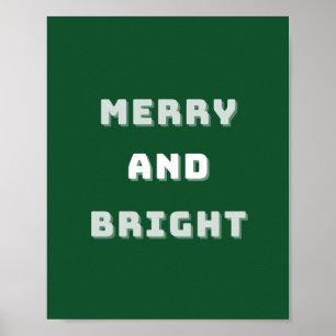 Poster Feliz e Brilho, Arte de Natal Verde, Férias
