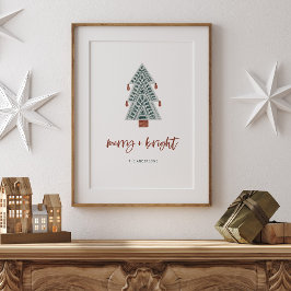 Poster Feliz e Brilho | Árvore Natal Boho e Script