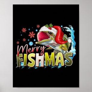 Poster Feliz Engraçado Fishmas Natal Pescador B Papais no