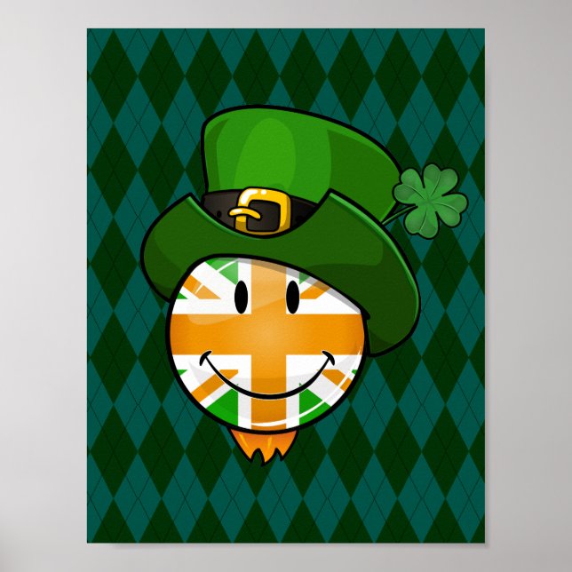 Poster Feliz Estado irlandês Jack Flag num Chapéu Leprech (Frente)