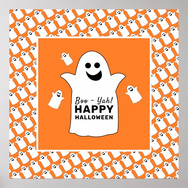 Poster Feliz Fantasma, Festa Laranja de Halloween (Frente)