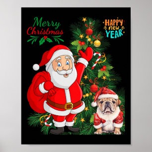Poster Feliz Feliz ano novo de Natal Papai Noel Inglês