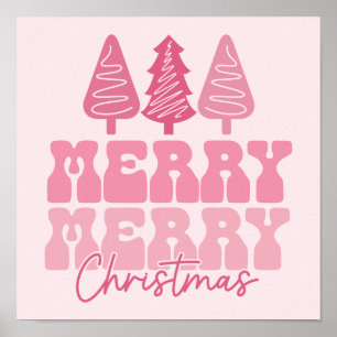 Poster Feliz Feliz Natal - Design de Férias Rosa
