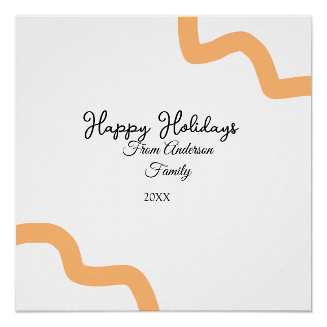 Pôster Feliz feriado nome laranja negro data ano espiral (Frente)