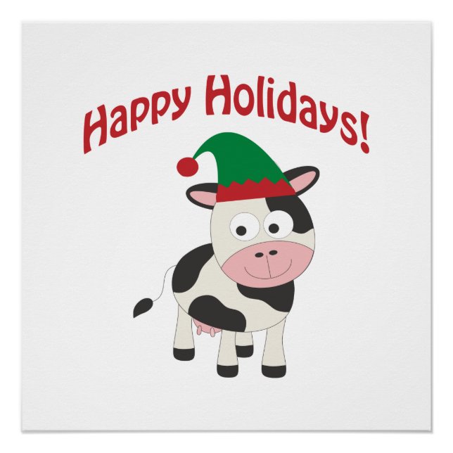 Pôster Feliz Feriados! Cow Elf (Frente)