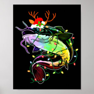 Poster Feliz Fishmas Papai Noel Amantes de Pesca Fun Luso