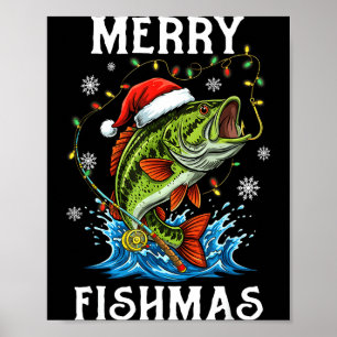 Poster Feliz Fishmas Papai Noel Amantes de Pesca Fun Luv