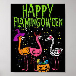 Poster Feliz Flamingoween Y Flamingos Funny Halloween Cos
