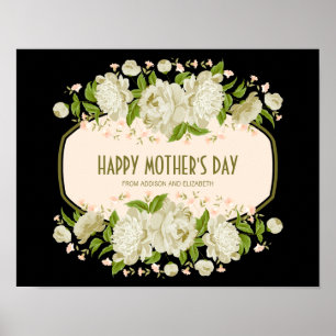 Poster feliz floral de creme do sinal do dia das
