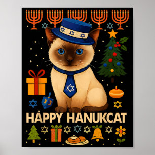 Poster Feliz Gato de Hanuka Suéter Feio Gato Chanukah Jud