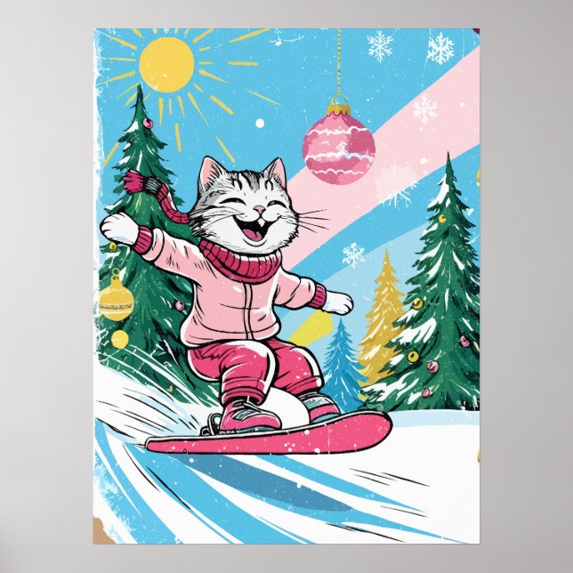 Poster Feliz Gato de Neve (Frente)