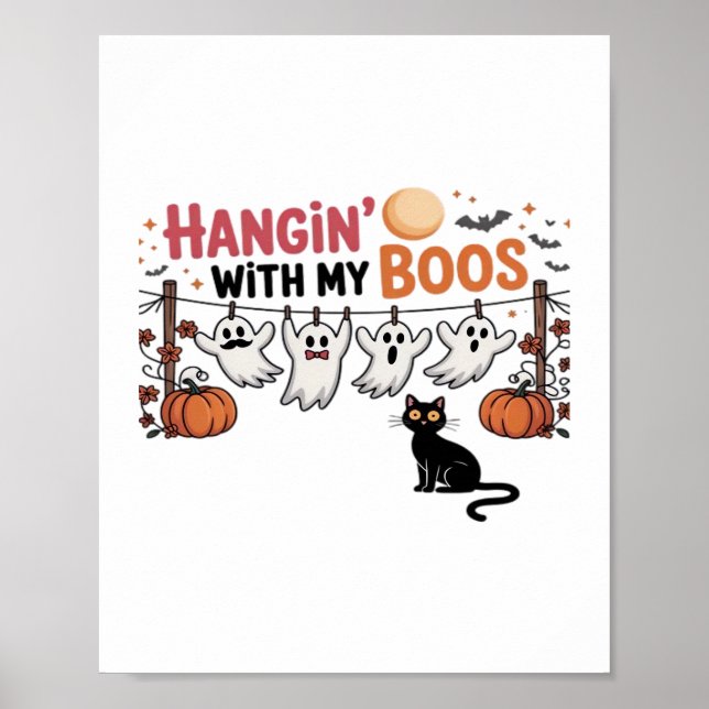 Poster Feliz Ghost Cat PNG Boo-Day - Sobretamanho Cute Sp (Frente)