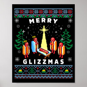 Poster Feliz Glizzmas Camiseta Engraçada Feia de Natal Gl