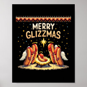 Poster Feliz Glizzmas Hot Dog Humor Funny Comida Lovers C