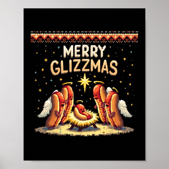 Poster Feliz Glizzmas Hot Dog Humor Funny Comida Lovers C (Frente)