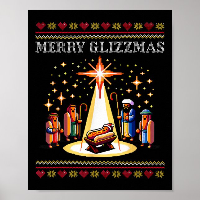 Poster Feliz Glizzmas Tacky Engraçado Feliz Cachorro Quen (Frente)