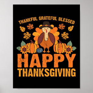 Poster Feliz Graças Abençoado Ação de Graças à Turquia Ca