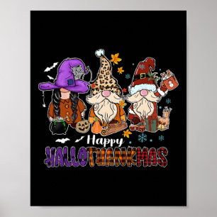 Poster Feliz Hallothankmas Gnomis Halloween Ação de Graça