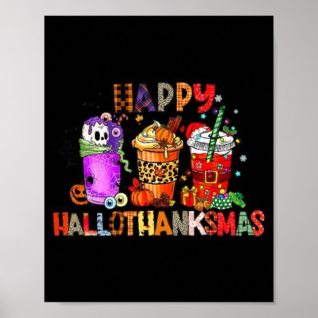 Poster Feliz Hallothanksmas Café Latte de Halloween Agrad (Frente)