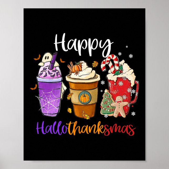 Poster Feliz Hallothanksmas Café Obrigados de Dia das Bru (Frente)