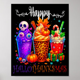 Poster Feliz Hallothanksmas Dia das Bruxas Ação de Graças