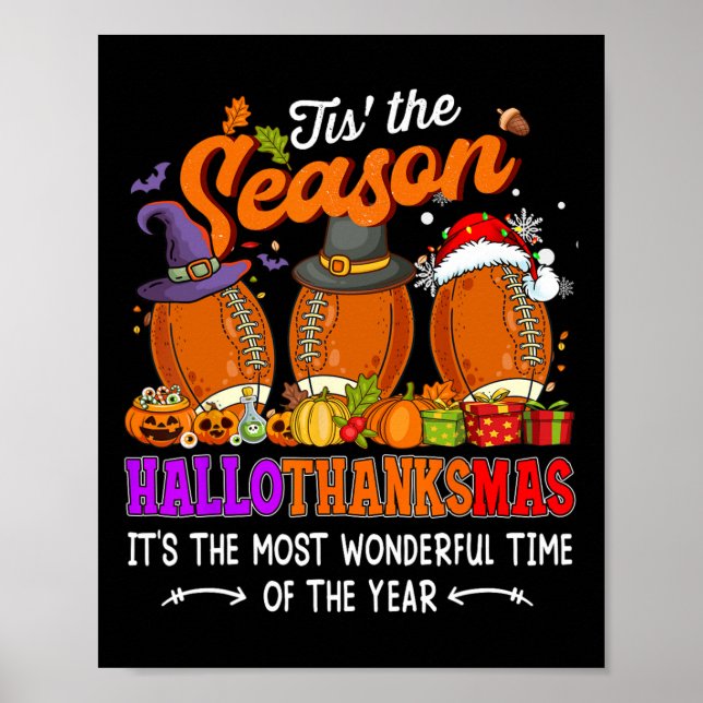 Poster Feliz Hallothanksmas Divertido Halloween Dia de Aç (Frente)